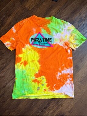 Pizza Time Bellingham Tie-Dye Short Sleeve Tee - Orange & Neon